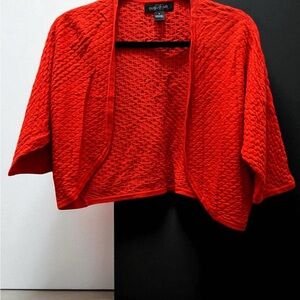 August Silk Red Textured Shrug Sweater